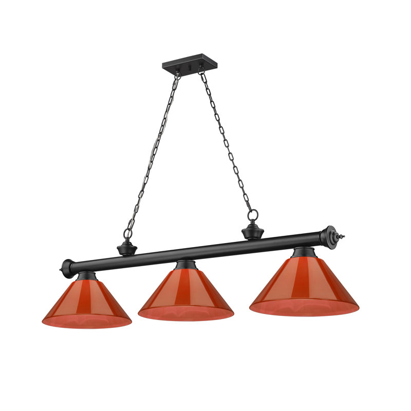 Matte Black Steel Chandelier with Burgundy Acrylic Shades