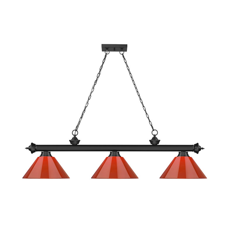 Matte Black Steel Chandelier with Burgundy Acrylic Shades