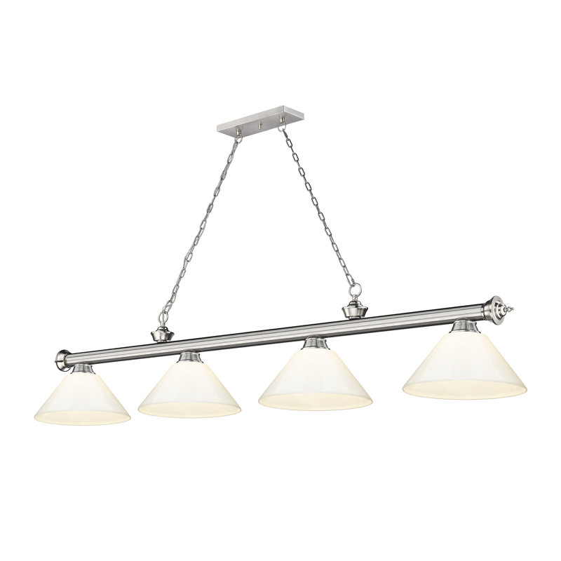 Annaleisa Traditional Bronze 4-Light Billiard Pendant with White Shades