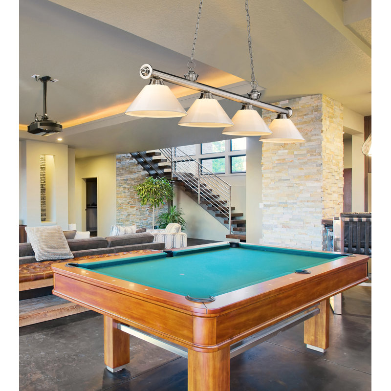 Annaleisa Traditional Bronze 4-Light Billiard Pendant with White Shades