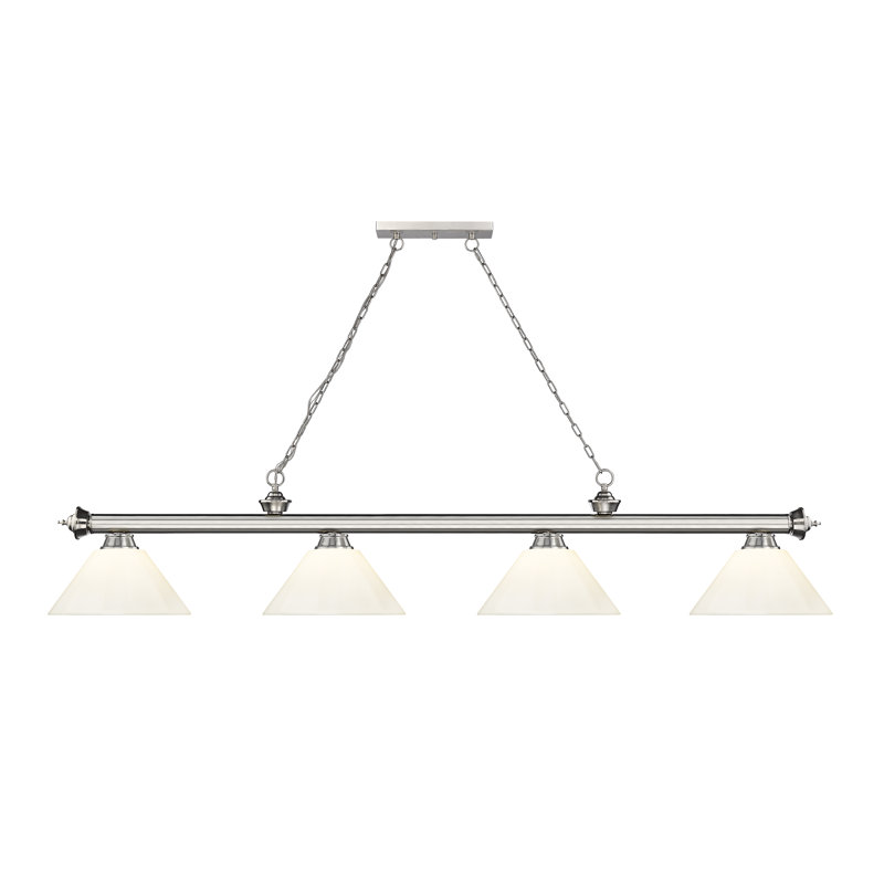 Annaleisa Traditional Bronze 4-Light Billiard Pendant with White Shades