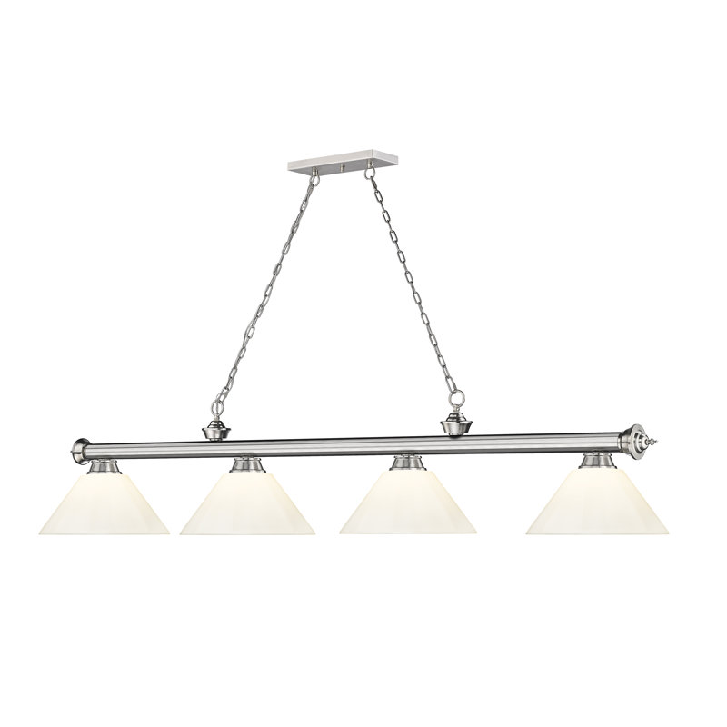 Annaleisa Traditional Bronze 4-Light Billiard Pendant with White Shades