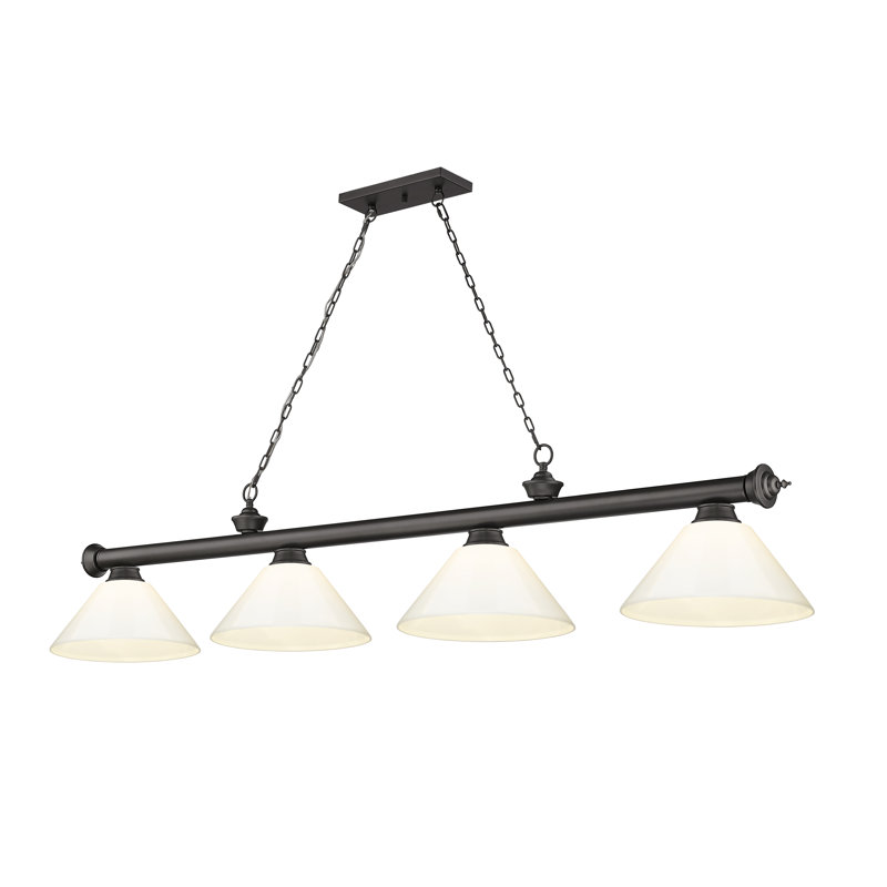 Annaleisa Traditional Bronze 4-Light Billiard Pendant with White Shades