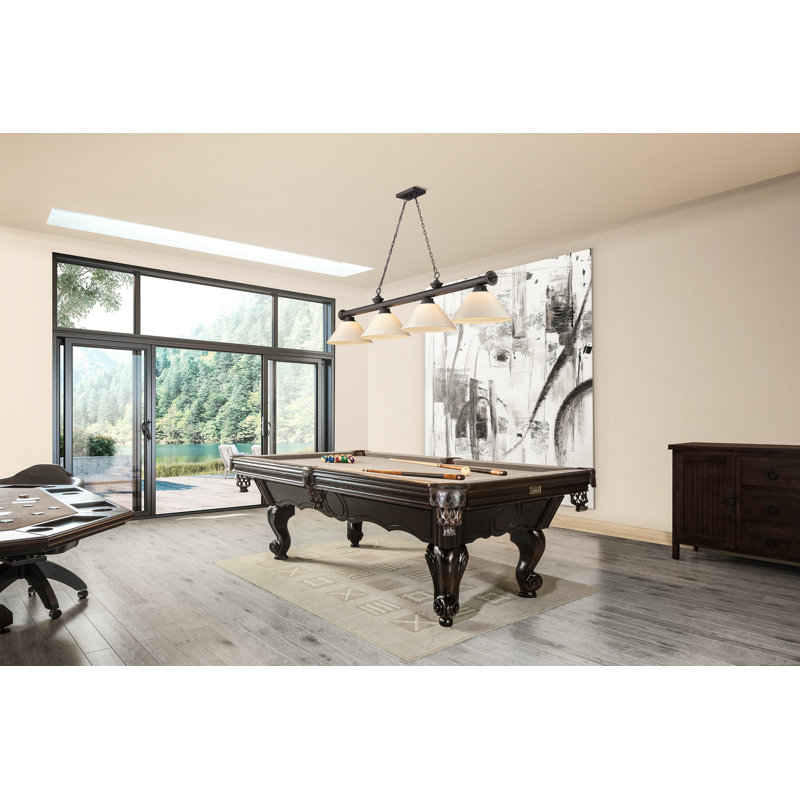 Annaleisa Traditional Bronze 4-Light Billiard Pendant with White Shades