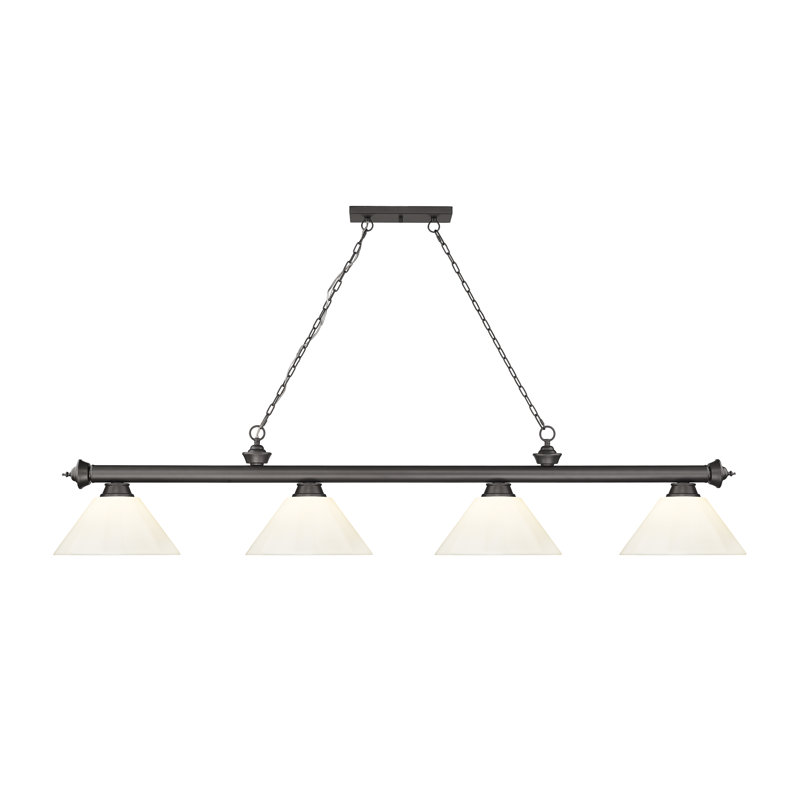 Annaleisa Traditional Bronze 4-Light Billiard Pendant with White Shades