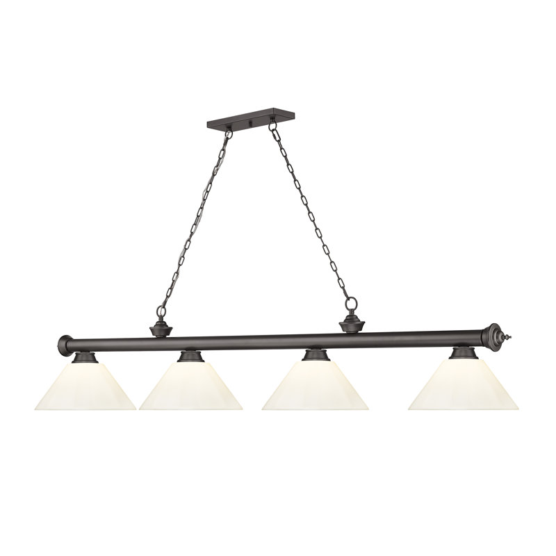 Annaleisa Traditional Bronze 4-Light Billiard Pendant with White Shades