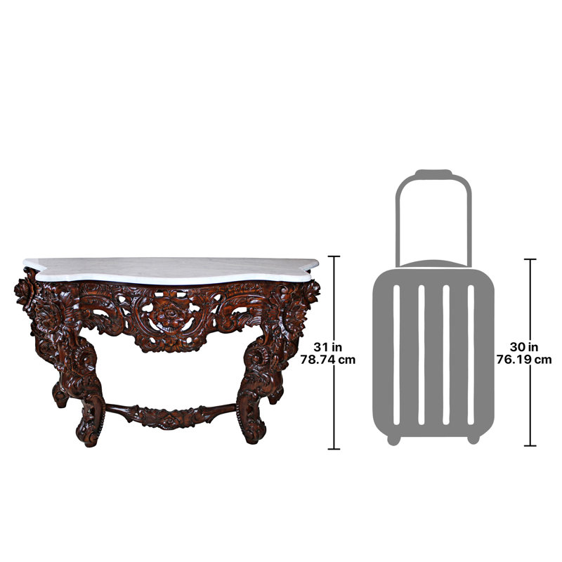 Viennese Salon Inspired 54'' Mahogany Console Table with Marble Top
