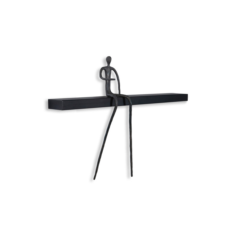 Black and Gray Transitional Moveable Man Shelf Décor
