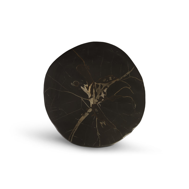 17.5" Black and Gold Composite Round Stool