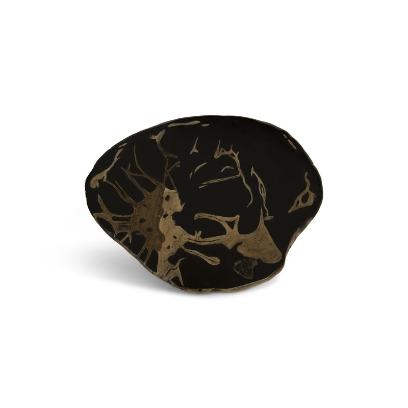 Aged Woodgrain Round Resin Accent Stool in Natural Finish