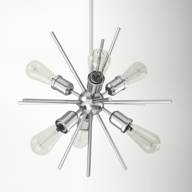 Polished Nickel 6-Light Sputnik Sphere Chandelier