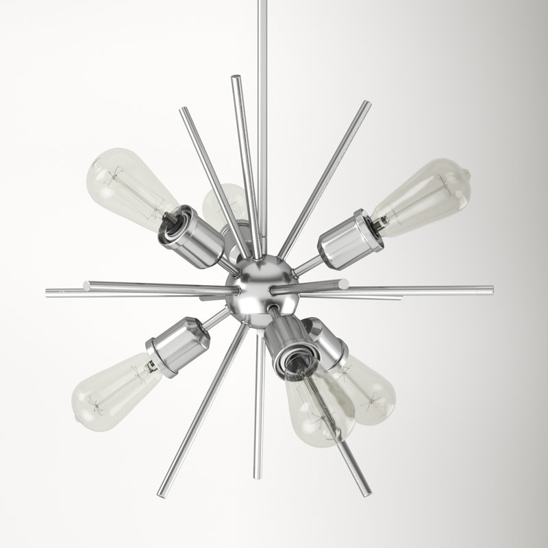 Polished Nickel 6-Light Sputnik Sphere Chandelier