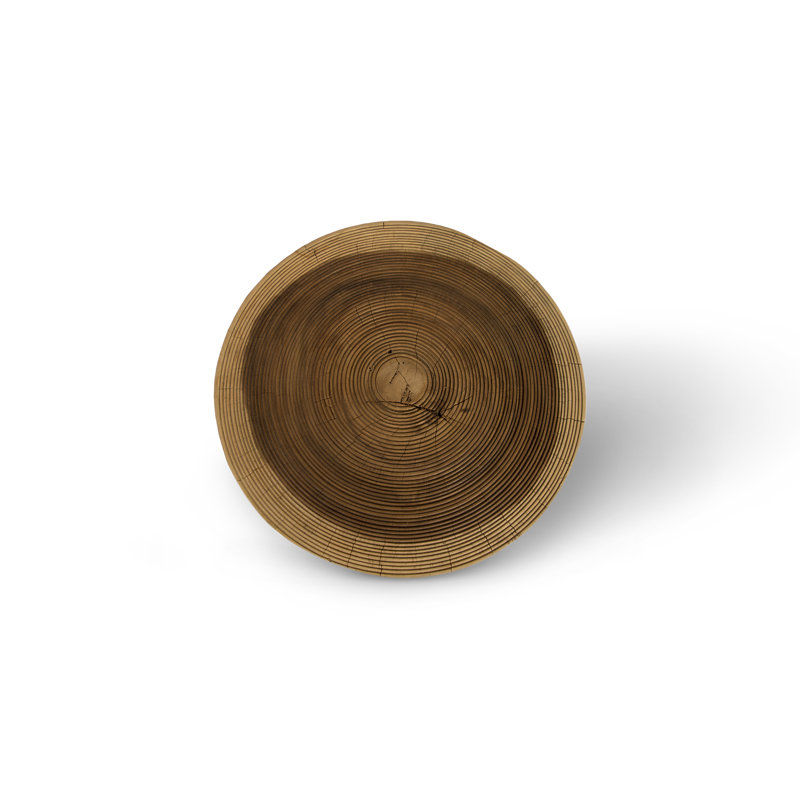 Natural Solid Wood Round Drum End Table
