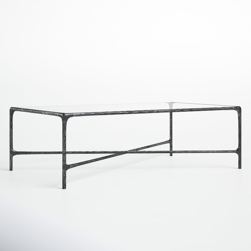 Evelynn Rectangular Silver Iron and Glass Coffee Table