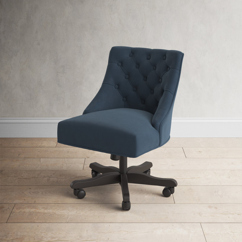 Transitional Soho Navy Velvet Tufted Adjustable Desk Chair