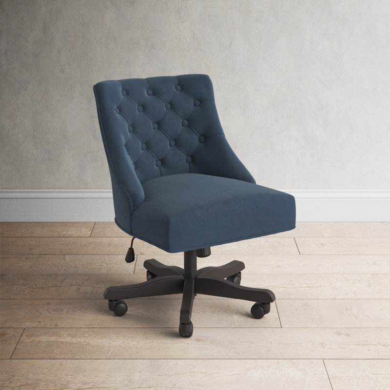 Transitional Soho Navy Velvet Tufted Adjustable Desk Chair