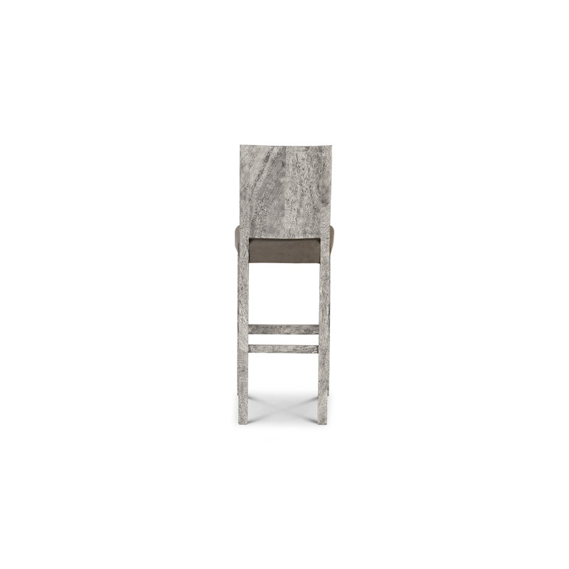 Contemporary Gray Stone & Chamcha Wood Bar Stool, 47.5"
