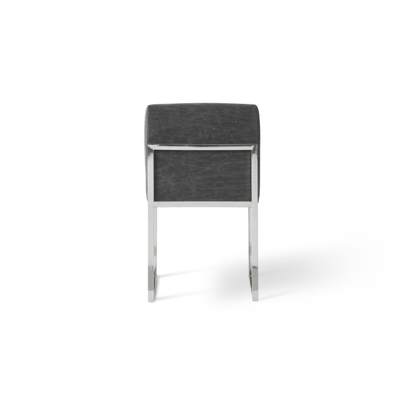 Vintage Dark Gray Upholstered Metal Arm Chair