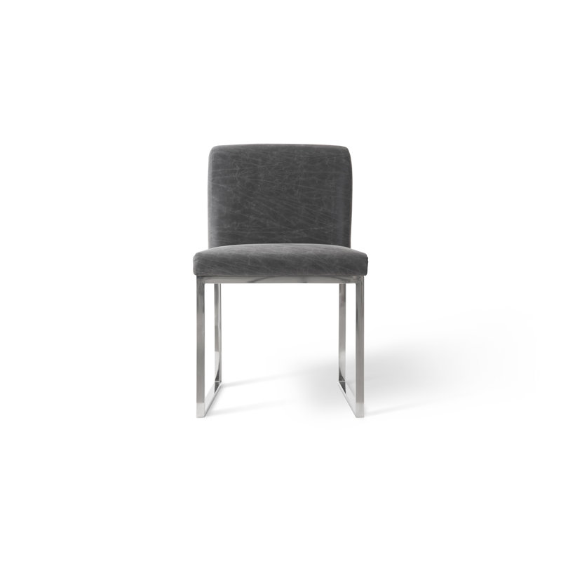 Vintage Dark Gray Upholstered Metal Arm Chair