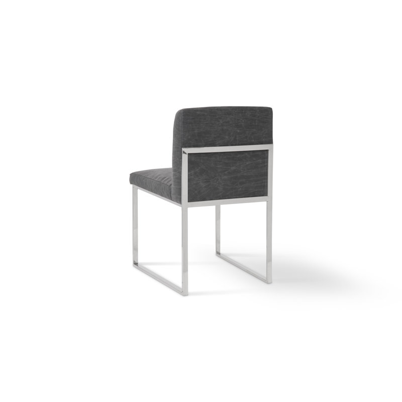 Vintage Dark Gray Upholstered Metal Arm Chair