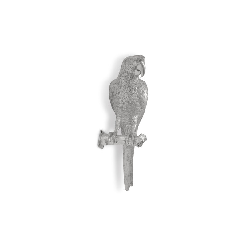 Silver Resin Parrot Wall Art Sculpture