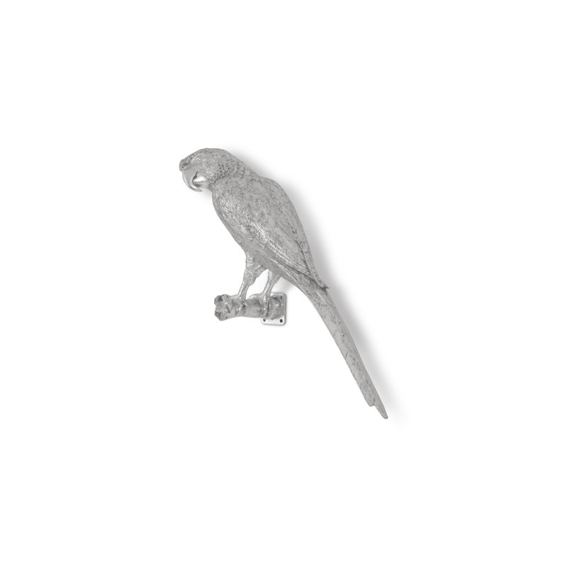 Silver Resin Parrot Wall Art Sculpture
