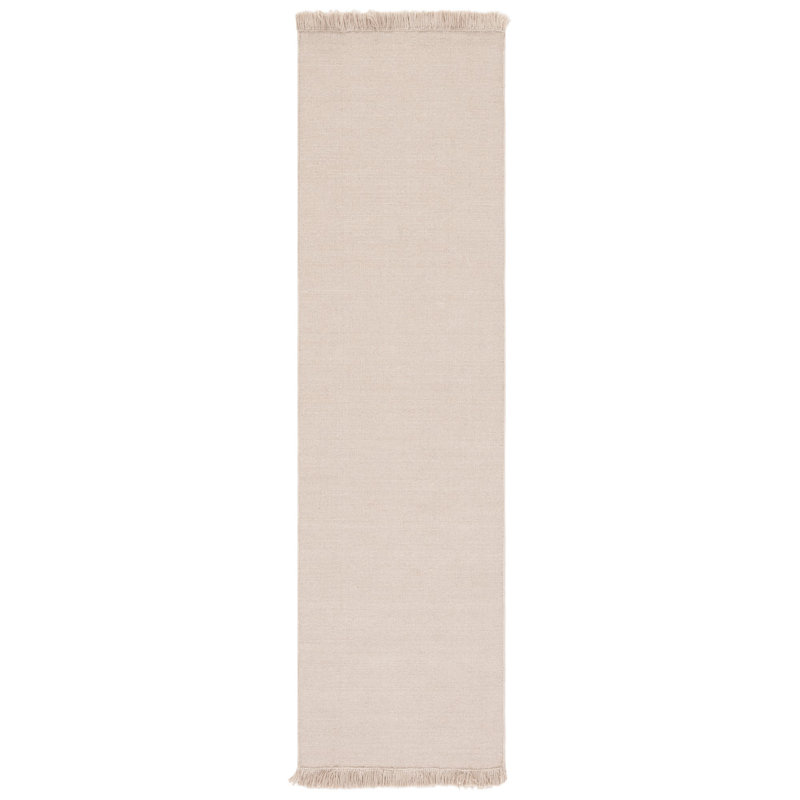 Beige Hand-Knotted Wool Runner Rug 2'3" x 8'
