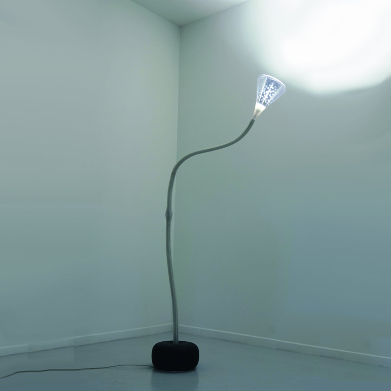 Gray Silicone and Steel Arched Floor Lamp with LED Light