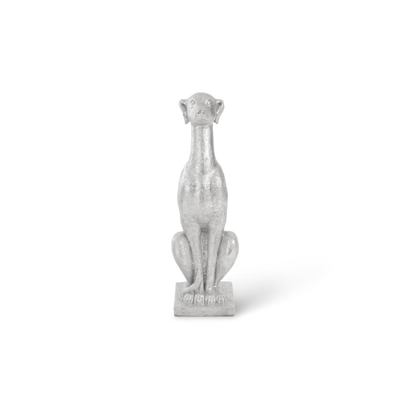 Silver Resin Contemporary Greyhound Statue, 36-Inch