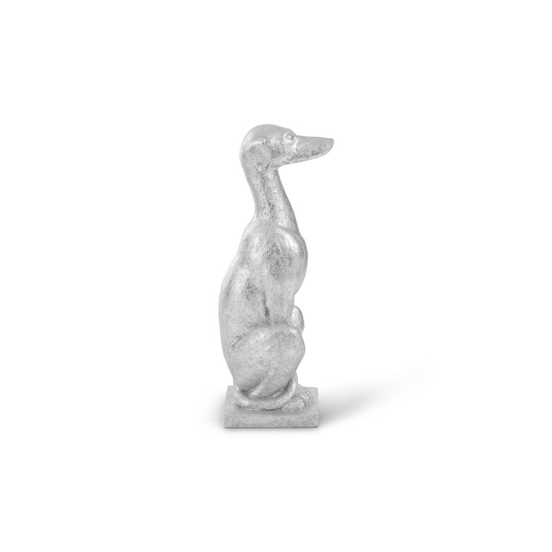 Silver Resin Contemporary Greyhound Statue, 36-Inch
