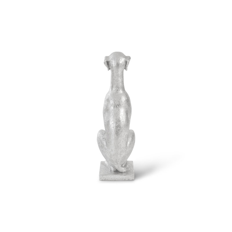 Silver Resin Contemporary Greyhound Statue, 36-Inch