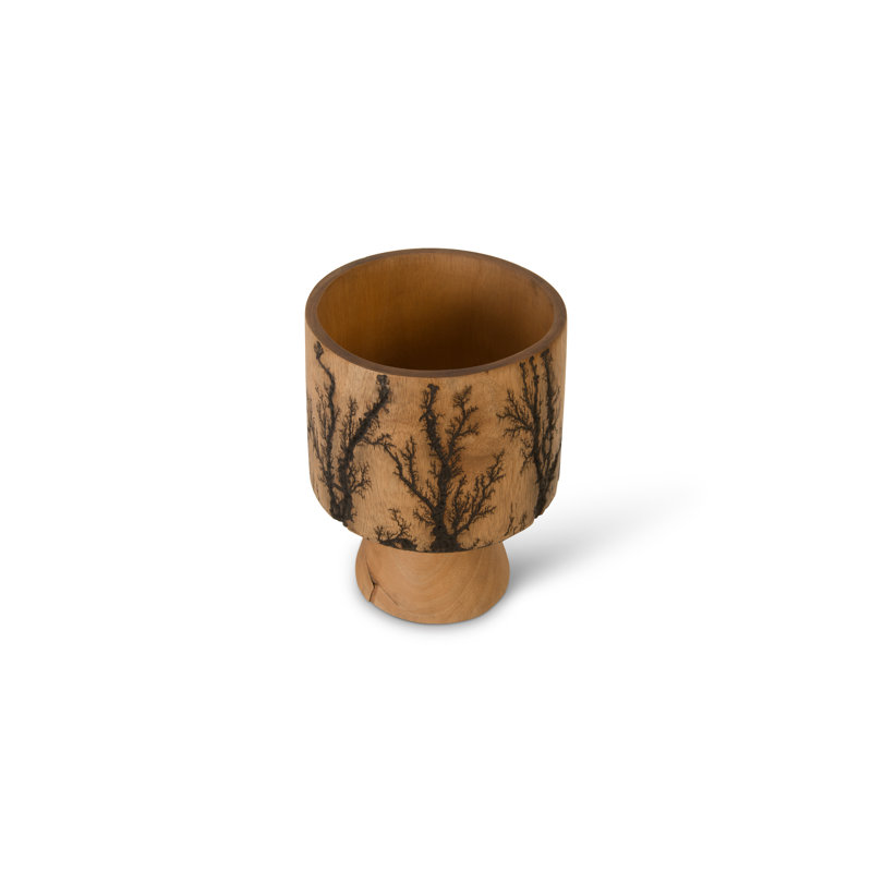 Contemporary Brown 13" Mango Wood Lightning Table Vase