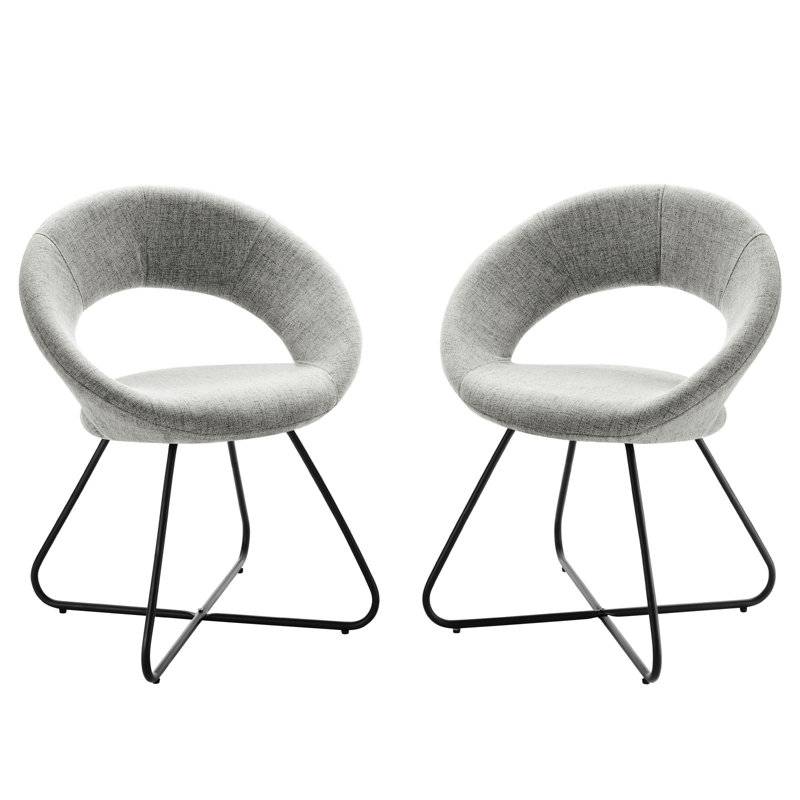 32" Black Light Gray Velvet Upholstered Side Chair with Metal Legs