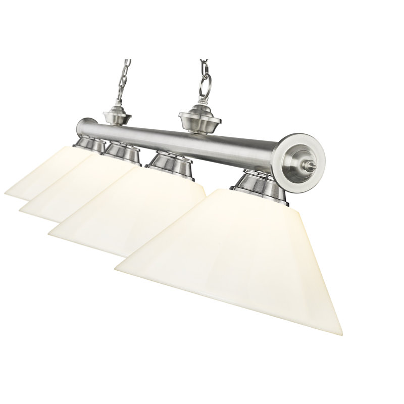 Annaleisa Traditional Bronze 4-Light Billiard Pendant with White Shades