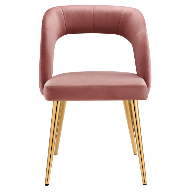 Elegant Dusty Rose Velvet Side Chair with Gold Metal Legs