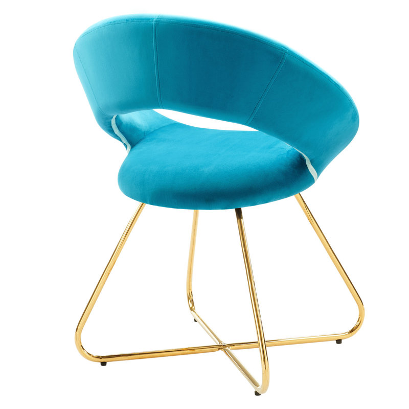 Elysian 22" Gold-Blue Velvet Upholstered Side Chair