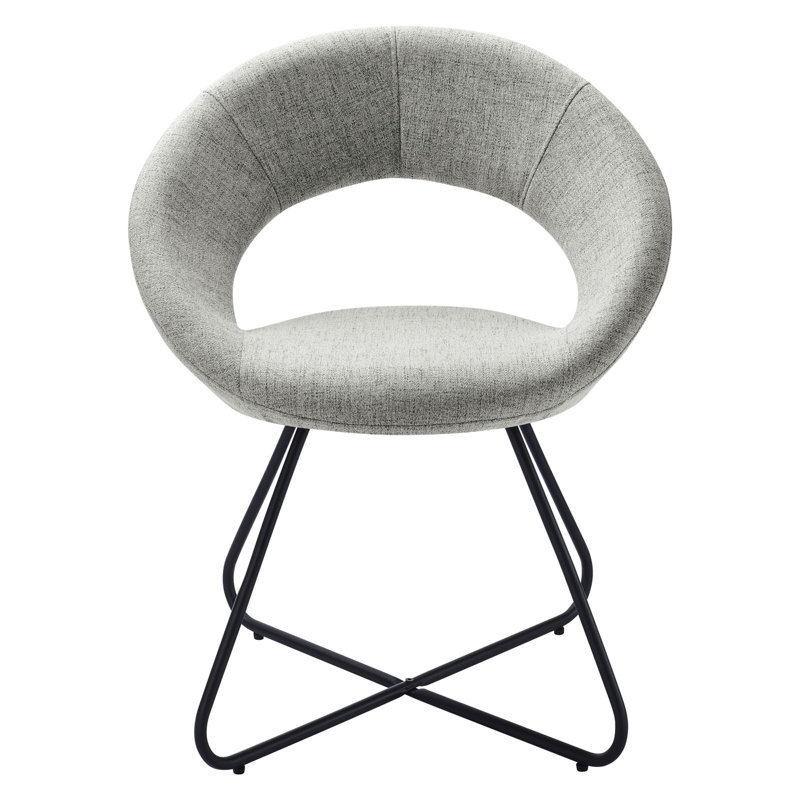 32" Black Light Gray Velvet Upholstered Side Chair with Metal Legs