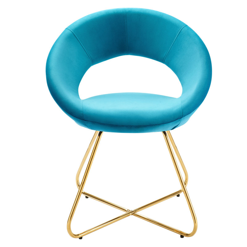 Elysian 22" Gold-Blue Velvet Upholstered Side Chair