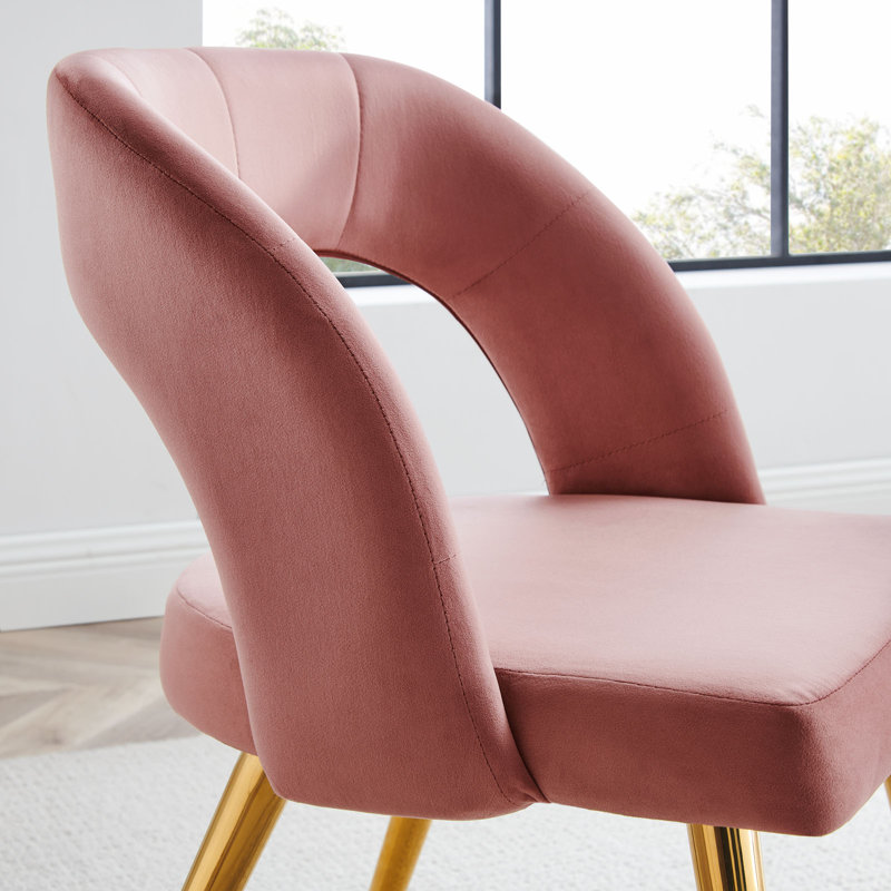 Elegant Dusty Rose Velvet Side Chair with Gold Metal Legs