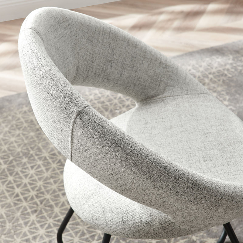 32" Black Light Gray Velvet Upholstered Side Chair with Metal Legs