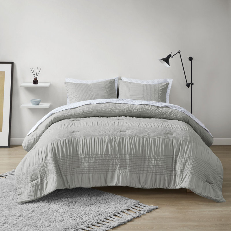 California King Gray Microfiber 7-Piece Bed in a Bag Set