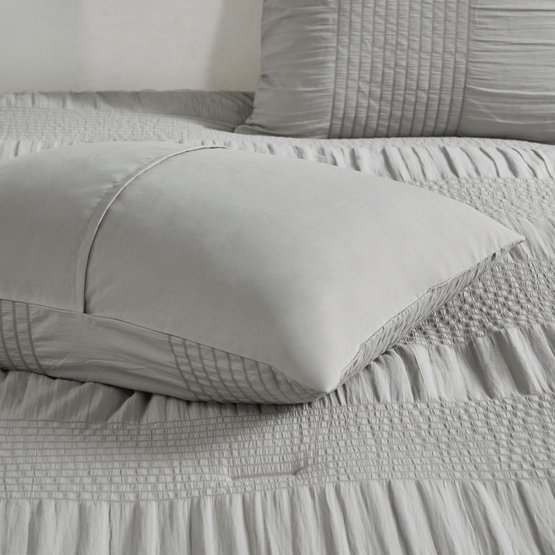 California King Gray Microfiber 7-Piece Bed in a Bag Set