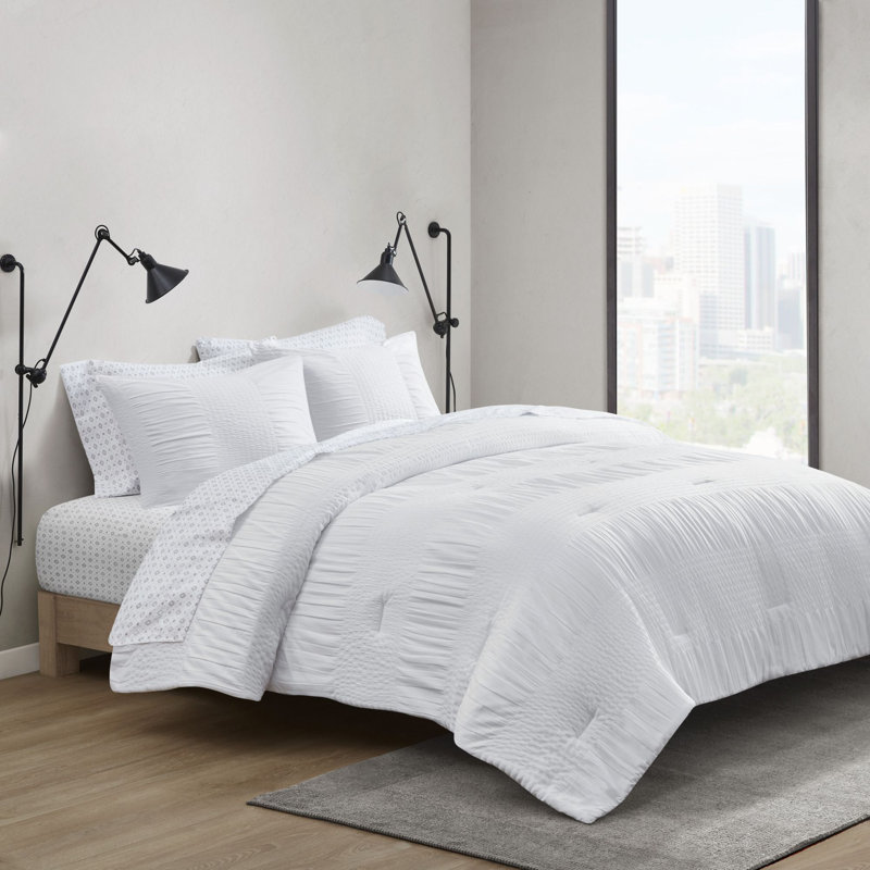 California King Gray Microfiber 7-Piece Bed in a Bag Set
