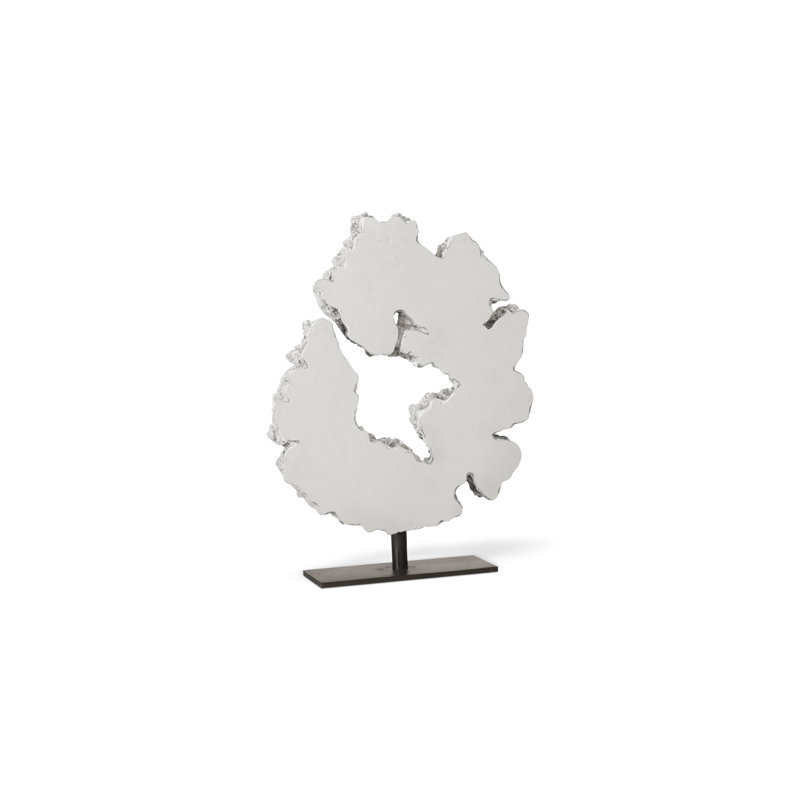 Modern Lava Slice 18" Silver Resin Sculpture on Stand