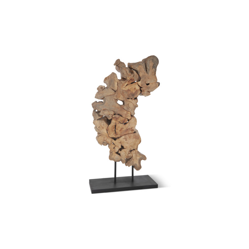 Pipal Wood Modern Organic Sculpture in Black/Brown