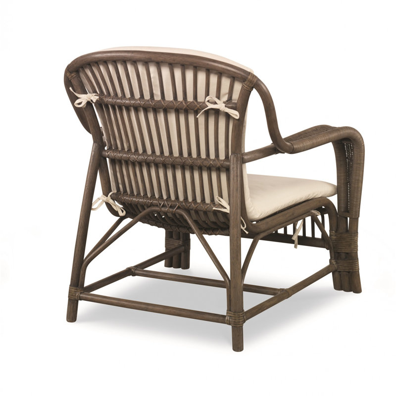 Mink Gray Rattan Handcrafted Armchair with Flax Linen Cushion