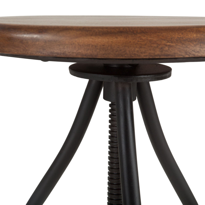 Artezia Adjustable Swivel Bar Stool in Black Metal and Walnut