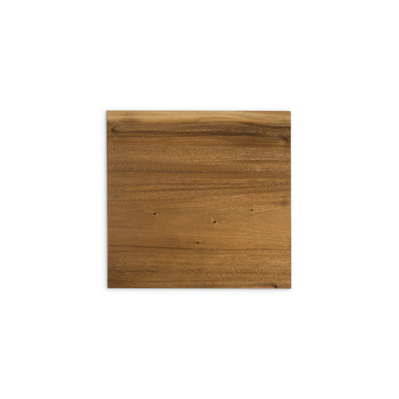 Square Brown Wood and Brass Metal End Table