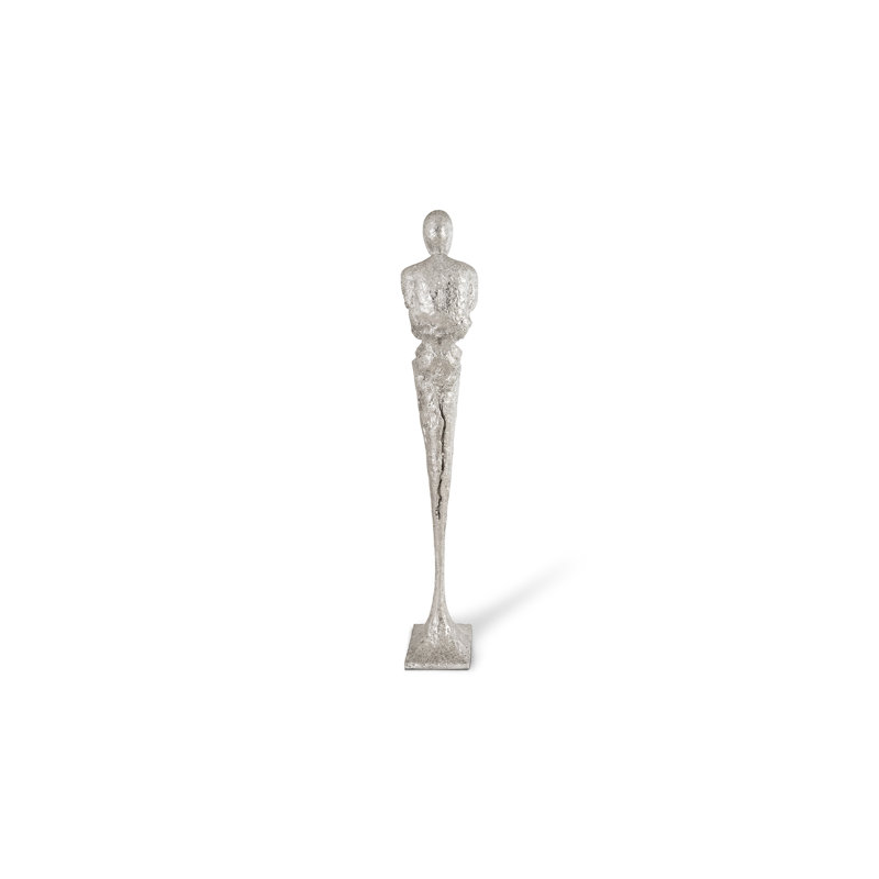 Tall Silver Resin Chiseled Male Sculpture