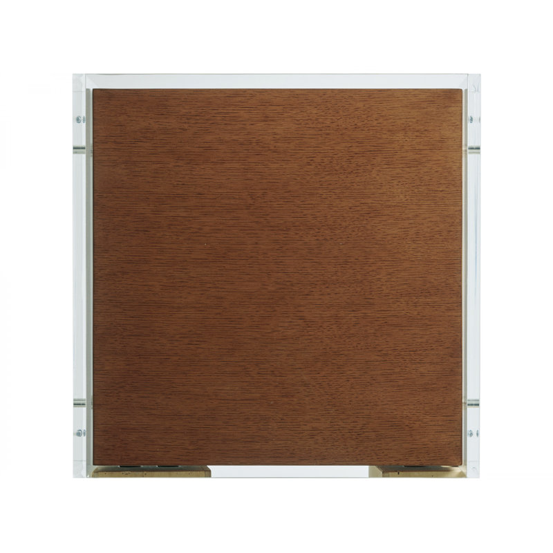 Sierra Tan Wood and Acrylic Square Table with Storage